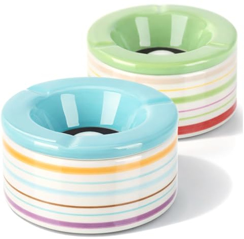 com-four® 2x wind ashtrays made of dolomite ceramics, weatherproof storm