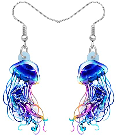 YAYAKO Acryl Quallen Ohrringe baumeln Schmuck Krabbe Oktopus Wal Schildkröte Ohrringe für Frauen Mädchen Meer Tiere Sommer Geschenke (Quallen Ohrringe Blau 382)