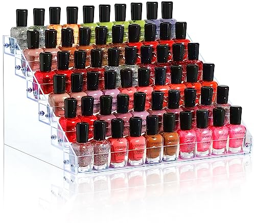 UMILKI Support de Vernis à Ongles à 6 Niveaux, Rangement Vernis a Ongle Étanche, Étagère Vernis à Ongles Acrylique Pour Présentoir de Vernis à Ongles, Lunettes de Soleil, Cosmétiques (Transparent)