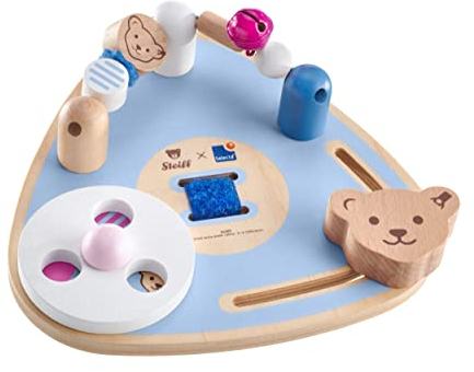 Selecta 64309 Steiff, Motorikbrett, Kleinkindspielzeug aus Holz 16 cm,