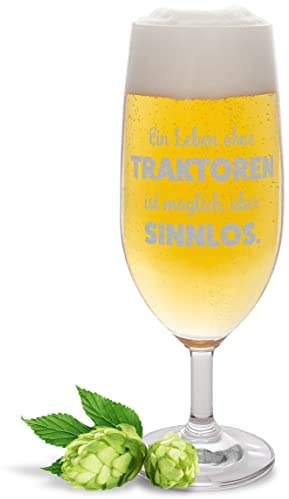 JUNIWORDS Biertulpe mit Gravur, Ein Leben ohne Traktoren ist möglich, aber sinnlos, Bierglas (1009816)
