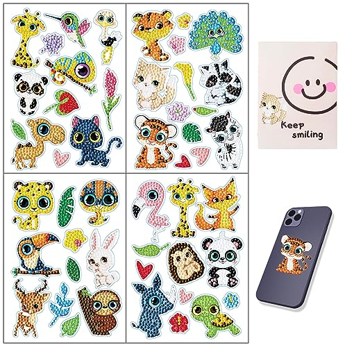 49 Stücke 5D Diamond Painting Aufkleber,DIY Diamant Mosaik Aufkleber Painting Bilder Kinder,Kunst Tiermalerei Tiere Diamant Aufkleber Kit für Kinder MäDchen Geburtstagsgeschenk,Geschenk Decoration