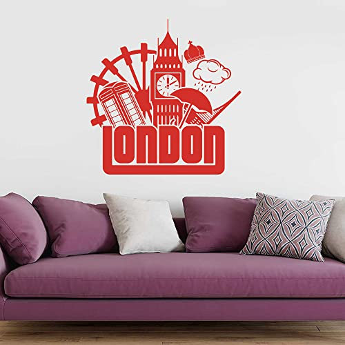 Große London Telefonzelle Wandaufkleber Schlafzimmer Adventrue Reisen London Schild Wandtattoo Spielzimmer Vinyl Dekor 56Cmwidex56Cmhigh