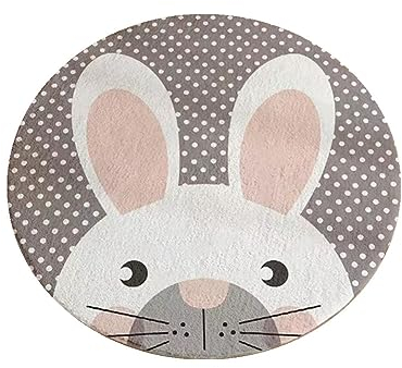 YATOLA Runden Kinderteppich Teppich Kinderzimmer Babyteppich Schlafzimmer Wohnzimmer Küche Bodenmatte Fußmatten Gymnastikmatte Wurf Kinderspiel Krabbel Mat Cartoon Tier Elefant(Grau1 120x120CM)