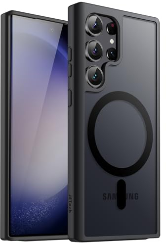 JETech Cover Magnetica per Samsung Galaxy S23 Ultra 5G 6,8 Pollici, Compatibile con MagSafe, Traslucida Opaca Retro Antiurto Cellulare Custodia (Nero)