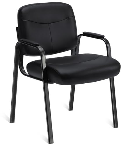 DUMOS edx Wartezimmer-Gästestühle mit gepolsterten Armlehnen, Schreibtischstuhl aus PU-Leder, ohne Rollen, mit Lendenwirbelstütze und Metallrahmen, für Büro, Konferenz, Lobby