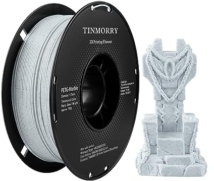 PETG Filament 1.75mm, TINMORRY Verbessert PETG-Eco 3D-Druckmaterialien, Kompatibel mit Bambu FDM 3D Drucker, 1 KG 1 Spule, Marble-White