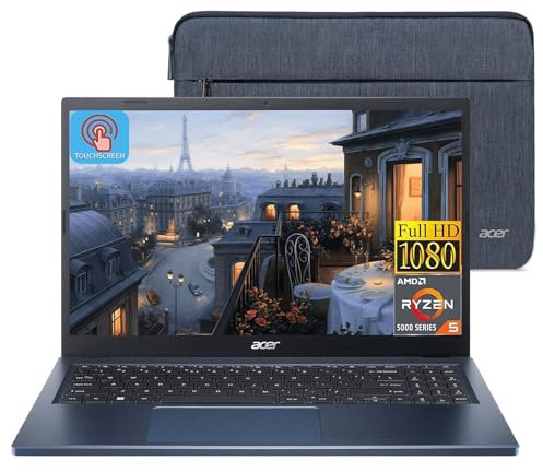 acer Computer portatile touchscreen Aspire 3 2023, display IPS FHD da 15,6 pollici, processore AMD Ryzen 5 7520U (Beats i7-1165G7), RAM DDR5 da 8 GB, SSD da 512 GB, grafica AMD Radeon, Wi-Fi 6