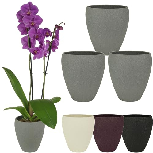 Spang Luna Orchideentopf Orchideen Übertopf Blumentopf Topf ○ Made in Germany (3er Set, Grau)