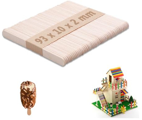 zoerbufan 50 Stück Lutscherstäbchen zum Basteln, 93 x 10 x 2 mm, natürliche Holz-Lutscherstäbchen, Holz-Lutscherstäbchen für Kunst, Sport, natürliches Handwerk usw.