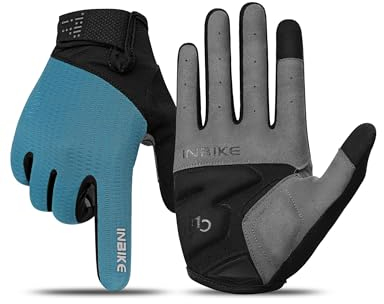 INBIKE Fahrradhandschuhe MTB Moutainbike Handschuhe Langfinger Herren Touchscreen rutschfest Stoßfest Elastisch Reflektierend Atmungsaktiv Radsport Multifunkton IHC406 Blau M