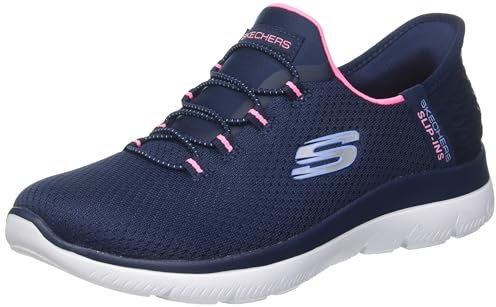 Skechers Damen Summits Diamond Dream Schuhe, Navy Mesh/Pink Trim, 39.5 EU