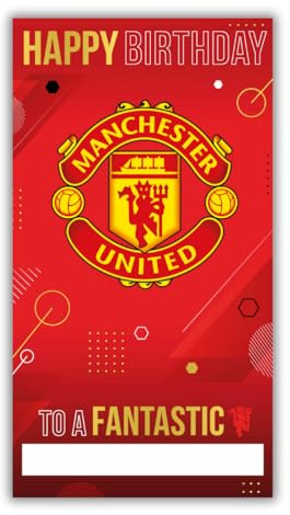 Danilo Promotions LTD Geburtstagskarte Manchester United Football Club mit Aufklebern zum Personalisieren mit Ihrer Beschriftung für Mutter, Vater, Enkel, Freund, offene Geburtstagskarte, Rot
