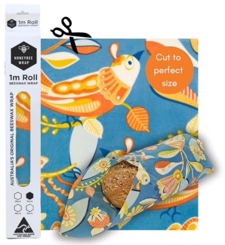 Honeybee Beeswax Wraps - Bird Pattern Beeswax Roll -Certified Organic Cotton Beeswax Wrap - Reusable Beeswax Food Wrap - Plastic Wrap & Sandwich Bags Alternative - 40’’ x 13’’