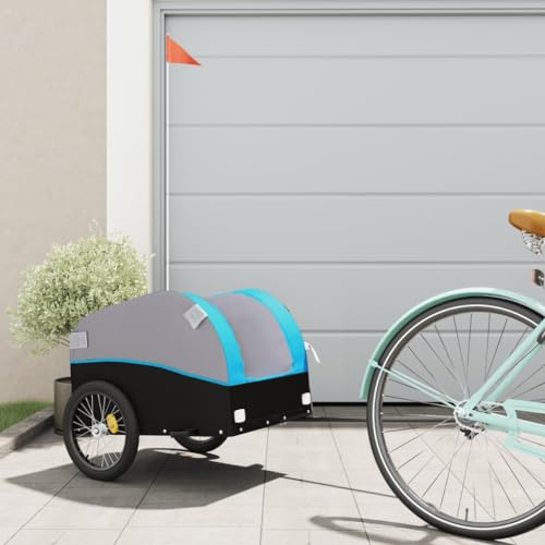 LAPOOH Fahrradanhänger Schwarz und Blau 30 kg Eisen, Fahrrad Anhänger, Lastenanhänger, Handwagen, Fahrrad-lastenanhänger, Lastenfahrrad - 94121