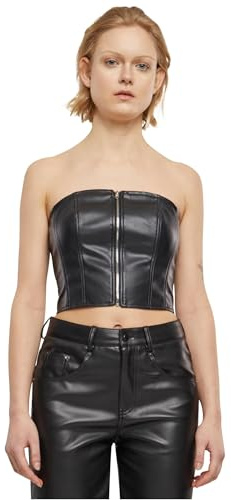 Urban Classics Ladies Synthetic Leather Bandeau Top