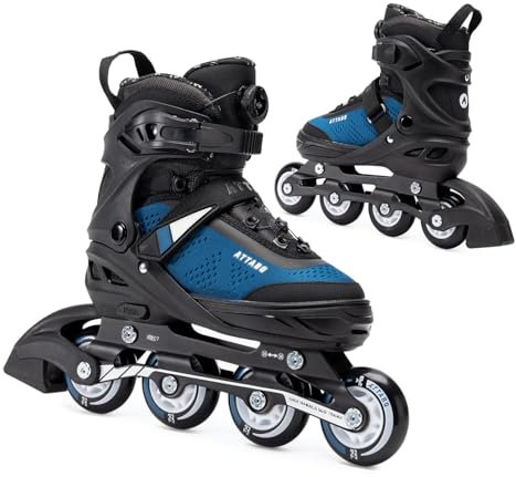 ATTABO Verstellbare Inline-Skates Stormglider L 39-42 in Blau mit Coolmax® Futter Langlebige ABEC-7 Lager Aluminium Rahmen 82A PU Räder FitGo System und TPR Bremse