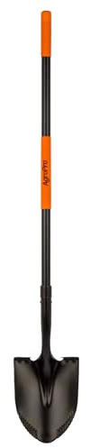 AgroPro Heavy Duty Shovel, 58 Inches, Black, High Carbon Steel, Fiberglass Handle, Modern Style