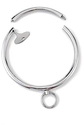Soarvlorfy Edelstahl Sklaven Kragen Halsband Solide Runden Abschließbar Halsbänder Fetisch Bondage Fesseln Halskette Sex-Halsbänder Fetisch Erotik Spiele Sexspielzeuge für Paare,Metallisch,11.7cm
