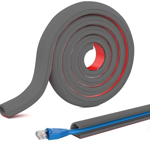 Conduit de câbles flexible pour sol, 3 m x 15 mm, amovible, cache-câbles et protection de câbles pour la maison, l'hôtel, le bureau, l'entrepôt (gris)