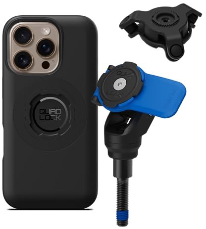 QUAD LOCK Lenkerklemm-Schrauben Handyhalterung für Motorrad mit Vibrationsdämpfer und MAG-Hülle für iPhone 16 Pro