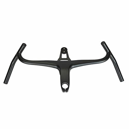 Carbon Fibre Gravel Handlebar Exotropism Handlebar Integrated Road Bike Handlebar with Code Meter Mount 28.6 mm Bicycle Handlebar with Stem (100-420-620 mm, Type A Computer Stand)