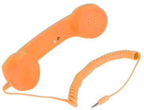 MENDUNER 3,5 Mm Retro Telefon Mobilteil, Strahlungsnachweis Retro Telefon Handy mit Einstellbarem Ton, USB C Vintage Telefonempfänger für Altes Telefon (ORANGE)