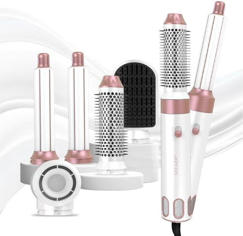 MIEARA 5 in 1 Air Styler - Hot Air Styler, Blow Dryer Brush, Hot Air Brush, Hairdryer Brushes with Straightening, Volumising, and Curling Effects – Negative Ionic Curler for All Hair Types