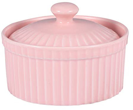 KOCKSHION Bol De Cerámica Para Hornear Con Tapa Tazón Pequeño De Pudding y Gelatina Utensilio Chic Para Cocina y Repostería Color Rosa
