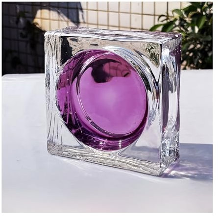 ZBORAVPIX Bloc de Verre rectangulaire Transparent, Blocs de Verre, Briques de Cristal Multicolores, Lot de 2, 15 x 15 x 5,8 cm(Purple)