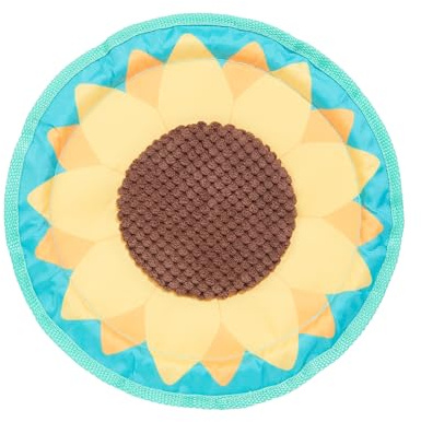 Barkbox BARK Sunflower Flinger Dog Toy, Yellow Plush Disc, Crinkle Material