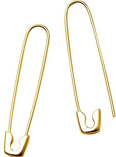 LMRJHAZM Big Safety Pin Knorpel für Frauen Mädchen S925 Sterlingsilber mit goldener plattierter minimalistischer Reifen Ohrringe Personalisiert Dangle Drop 37mm