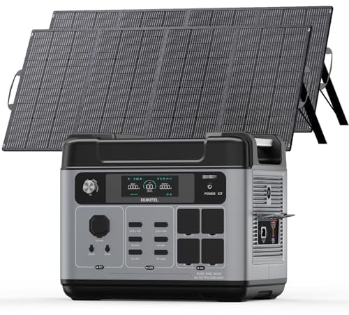 OUKITEL 3200W Centrale Elettrica Portatile con 2 Pannello Solare da 200W | 2048Wh Generatore Solare, Batteria LiFePO4, Controllo APP, Portable Power Station per Campeggio, Camper, Casa