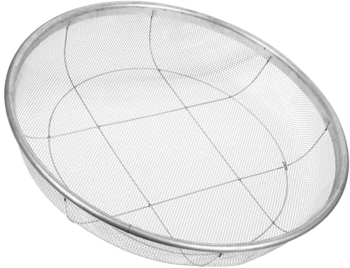 HAKIDZEL Tamis à Sol Rond en Fer Argenté pour Tamisage de Terre et Petits Cailloux, Outil de Tamisage Pratique pour Plage et Sable de Jeux