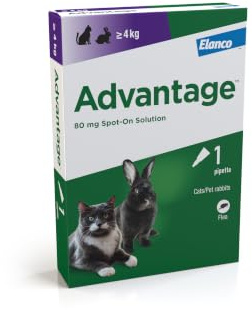 Advantage Spot On Flea Treatment For Large Cats and Rabbits Over 4kg (1 pipette, 80mg), Kills Fleas Within 24 Hours, Prevents Further Infestation For Up To Four Weeks in Cats
