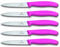 Victorinox Lot de 5 Couteaux à légumes Swiss Classic Pink - 10 cm sans Lame dentelée - Couteau à tomates