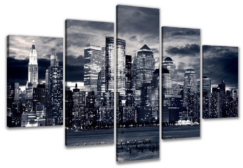Visario 5531 Bilder auf Leinwand Bild 160 x 80 cm New York fünfteilig