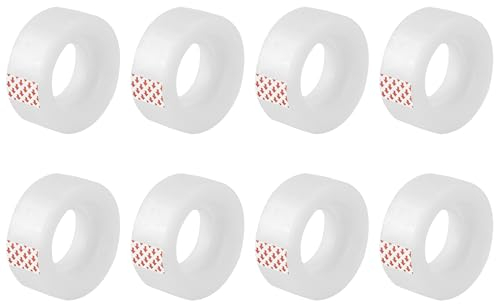 D.RECT 8 Stück Büroklebeband, Durchsichtiges Klebeband Größe 19 mm x 33 m, Transparentes Klebeband mit starker Haftung