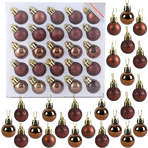 Christmas Concepts® Packung mit 25 Glänzend, Matt & Glitter Mini Weihnachtsbaum-Flitter (Mocha)