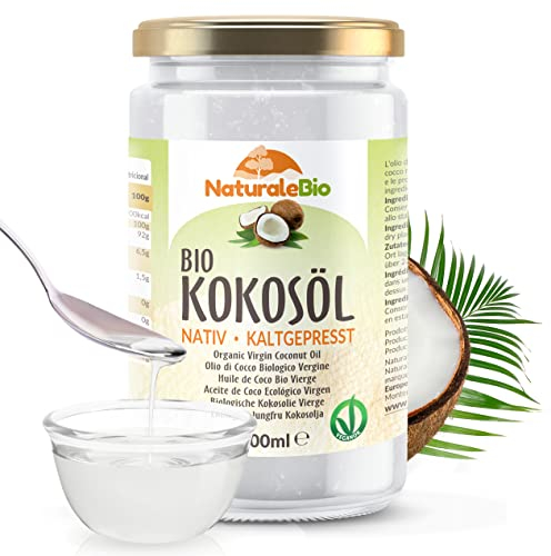NaturaleBio Aceite de Coco Ecológico Virgen 1000 ml. Crudo y prensado en frío. Orgánico y Natural. Aceite Bio nativo no refinado. País de origen Sri Lanka.