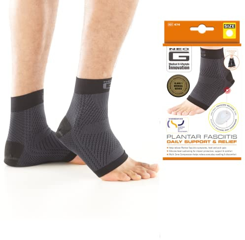 Neo-G Plantar Fasciitis Support Compression Socks for Plantar Fasciitis, Foot Pain, Arch & Heel Pain Relief – Medical Compression Socks for Women Men with Silicone Heel Cushioning – 1 pair - S