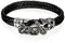 OIDEA Herren Damen Lederarmband Schwarz breit Geflochten Leder Seil Biker Armreif mit Motorrad Schließe