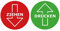 Tür-Schild Aufkleber Ziehen Drücken Warnschild Rot Grün Witterungsbeständig Ø 8,5 cm Rund Witterungs- und UV-Beständig