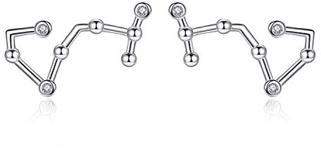VIKI LYNN Damen Mädchen 925 Sterling Silber CZ Sternzeichen Ohrringe, Sterling Silber Zirkonia, Zirkonia