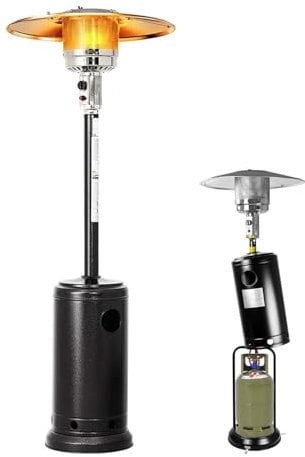Wintem Stufa a gas da Esterno GPL 5/12Kw con Comodo Vano Bombola da 15Kg - Fungo Riscaldante Ideale per Esterni Patio, Giardino o Terrazzo con Accensione Piezoelettrica e Potenza Regolabile