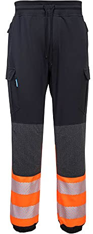 Portwest Pantalón De Alta Visibilidad Kx3 Flexi, Tamaño: M, Color: Negro/Naranja, KX341KORM