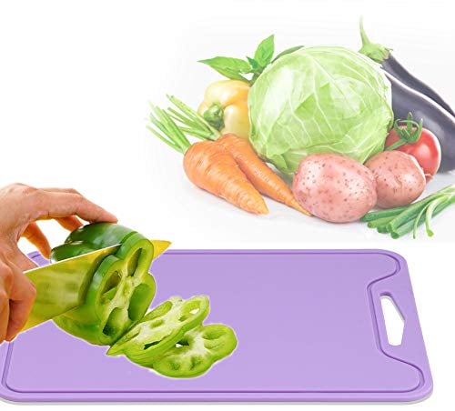 Tabla de cortar, silicona de grado alimenticio, tabla de cortar flexible antideslizante para lavavajillas, tabla de cortar púrpura para uso doméstico