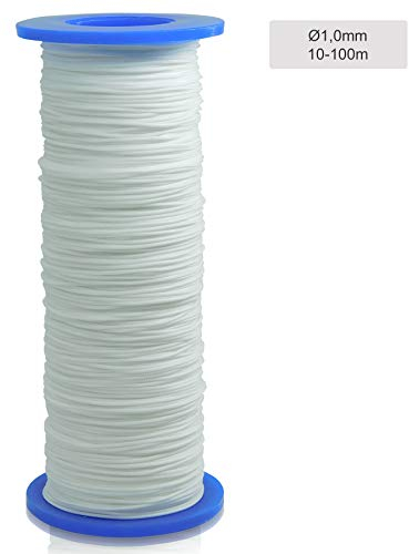 markiso Plissee Schnur 1,0 mm Weiß 100 Meter | Reißfest & UV-beständig | Jalousieschnur für Rollos, Gardinen, Plissees | Ersatzschnur für Sonnenschutz & Fensterdeko