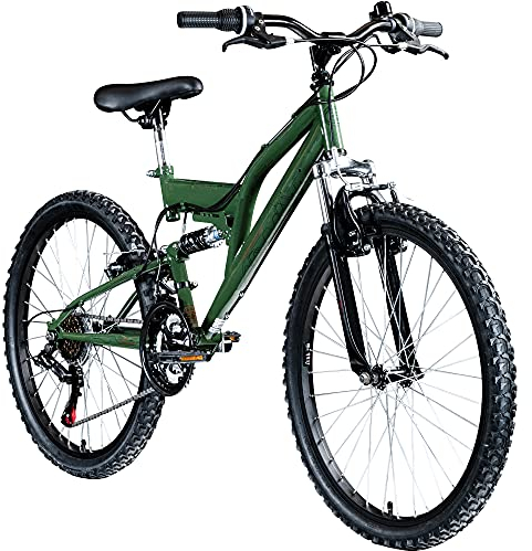 Galano Jugend Fahrrad 24 Zoll | 18 Gang Mountainbike für Mädchen und Jungen 130-145 cm ab 8 | Fully MTB Jugendfahrrad mit V-Brakes | Kinderfahrrad Jugendrad FS180