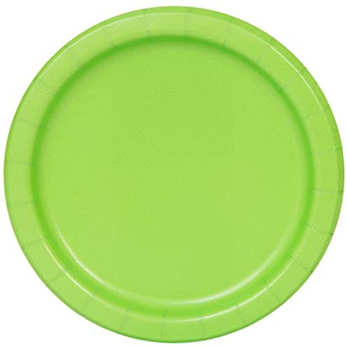Unique Party- Assiettes en Carton Écologiques-18 cm-Couleur Vert Citron-Paquet de 8, 31374EU, Lime Green